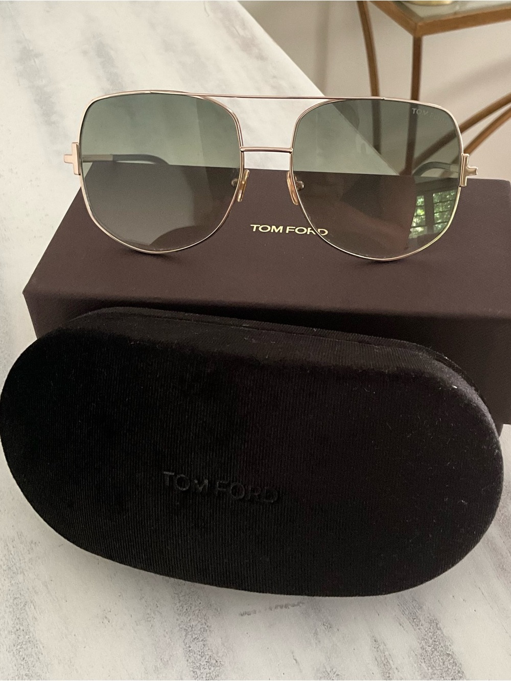 Tom Ford Reggie Sunglasses with Green-Gray Gradient Lenses